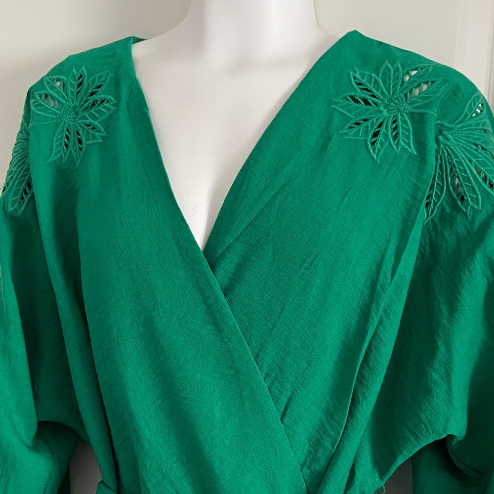 DKNY Green Midi Dress with Floral Cutouts